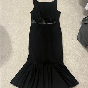Long black fit and flare dress
